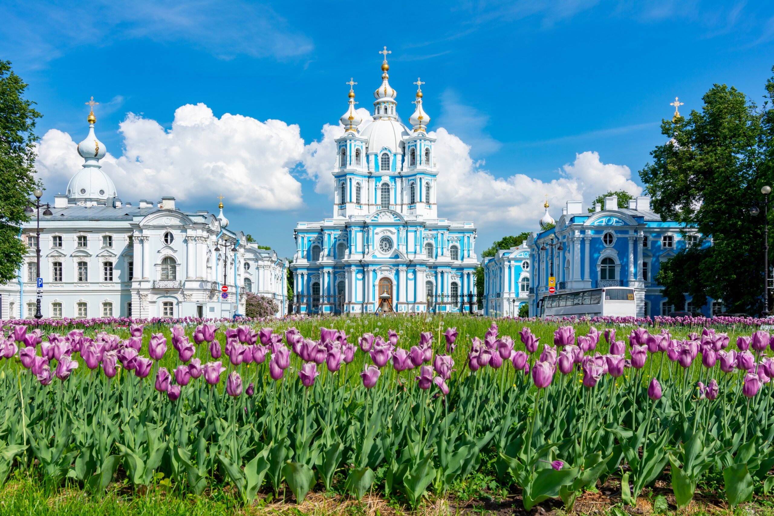 Smolny cathedral and monastery in Saint Petersburg, Russia
