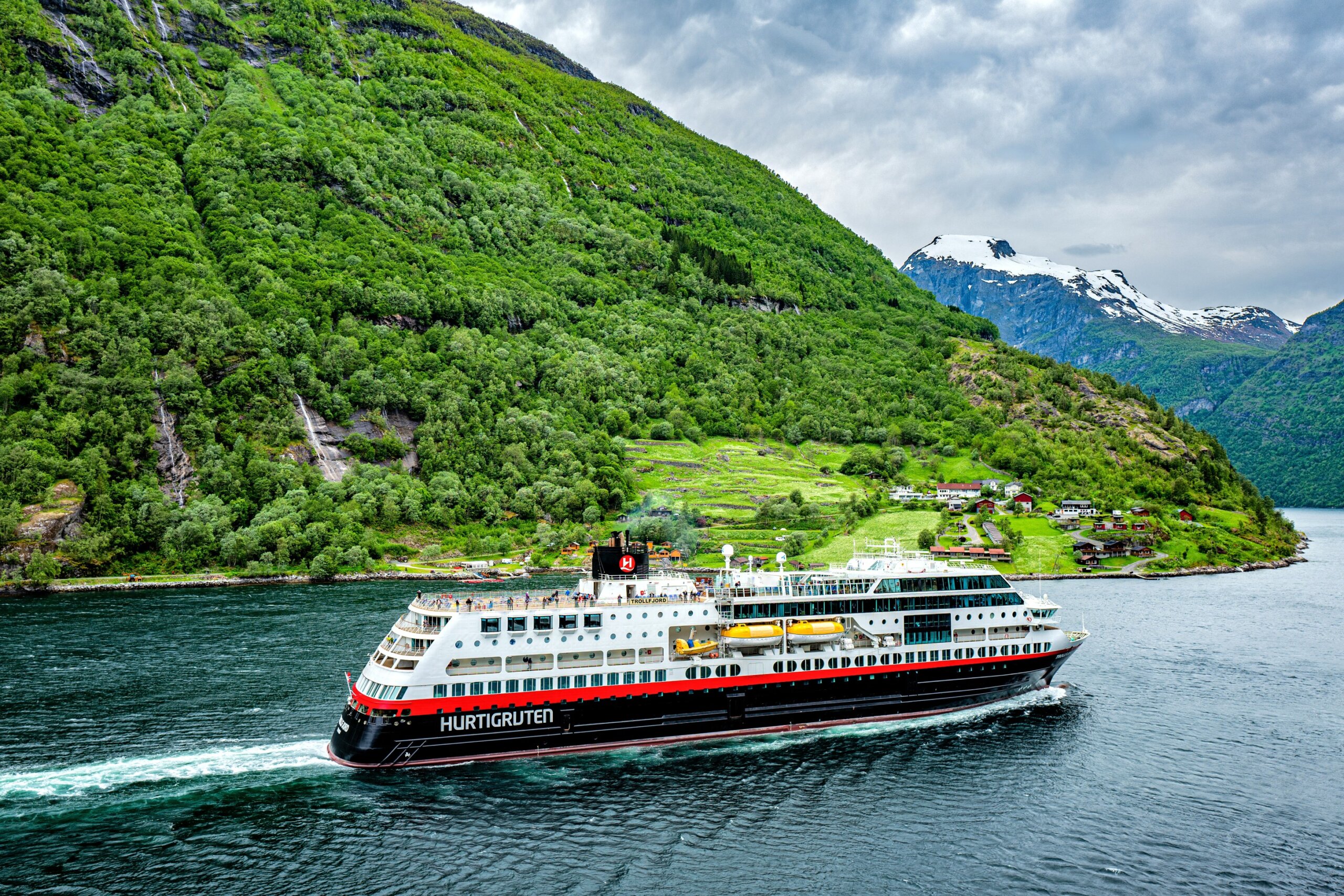 Hurtigruten coastal vessel TROLLFJORD. Hurtigruten is a daily passenger and freight shipping service along Norway's coast between Bergen and Kirkenes.