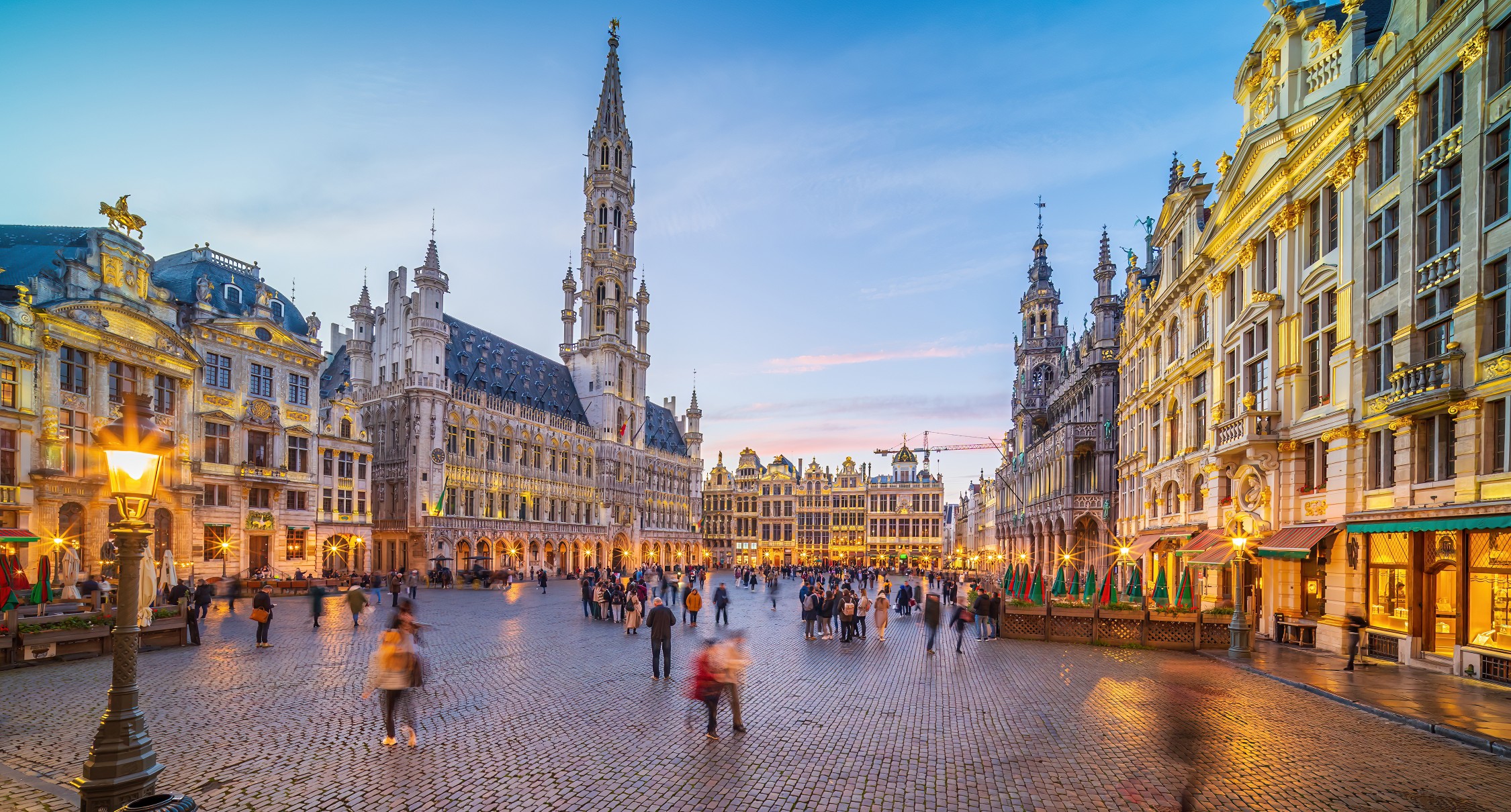 Grand Place in old town Brussels, Belgium city skyline
