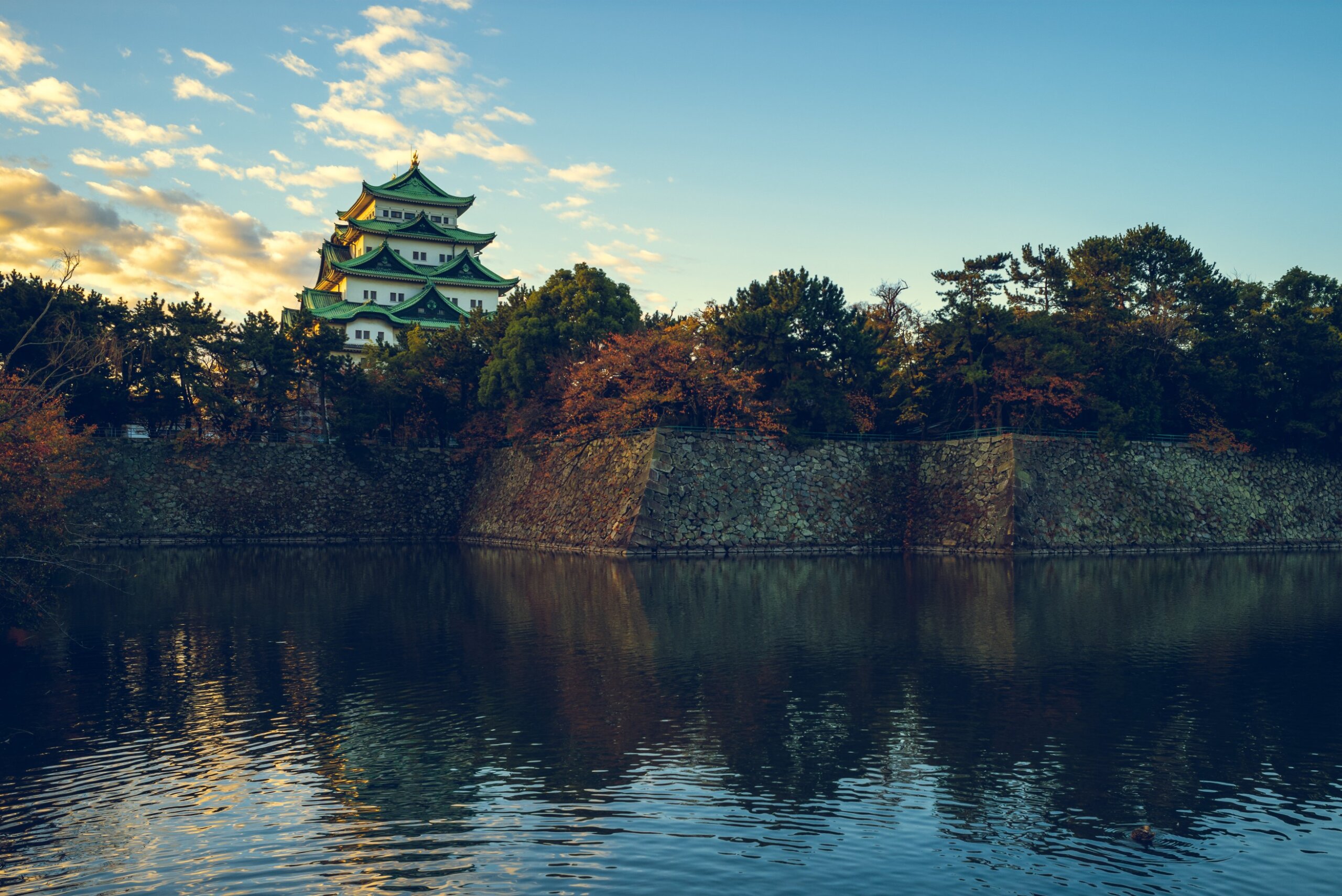 main keeps and moat of Nagoya Castle in Nagoya, Japan
