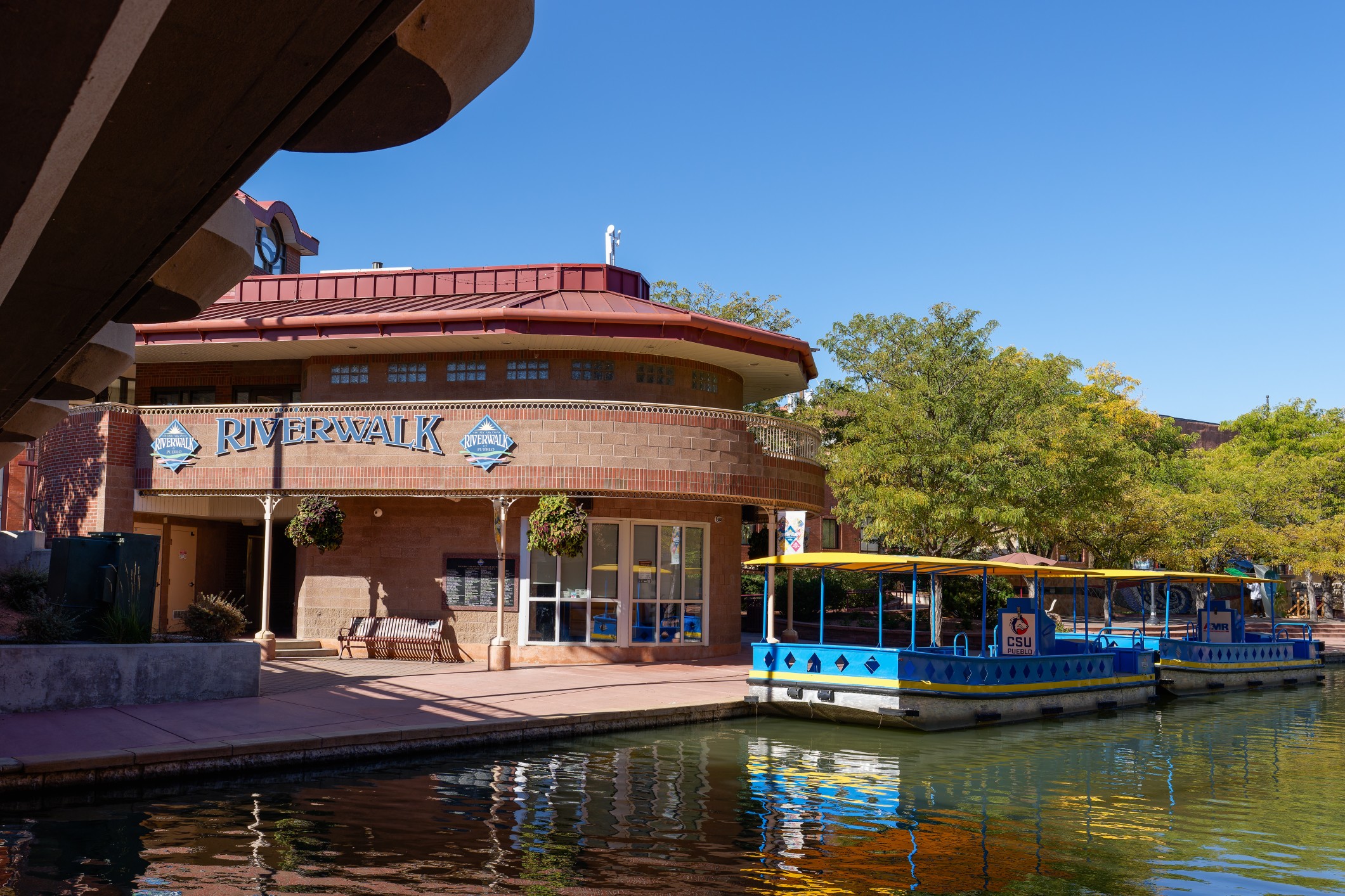 Boat rides are available May through September along the Historic Arkansas Riverwalk of Pueblo