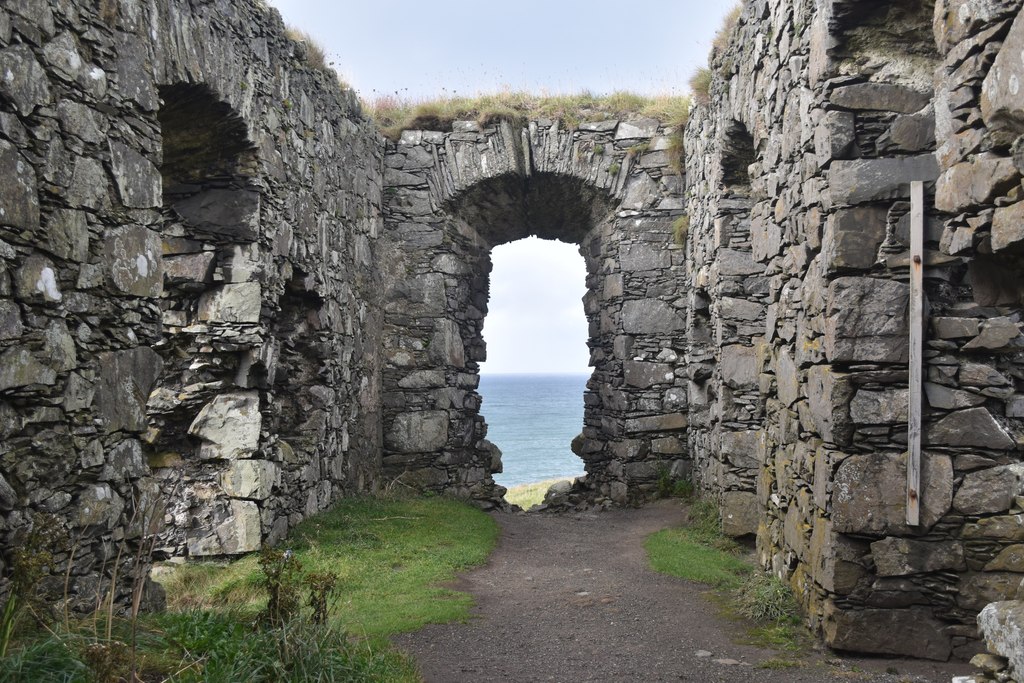 Inside Dunskey Castle - coast, derelict building, military installation, estuary, castle, Portpatrick