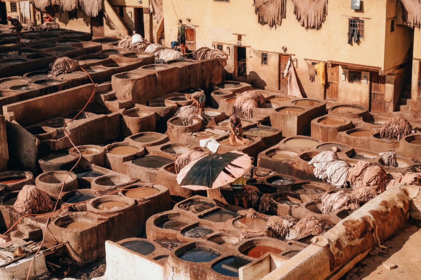 Leather tanneries in Fes.
