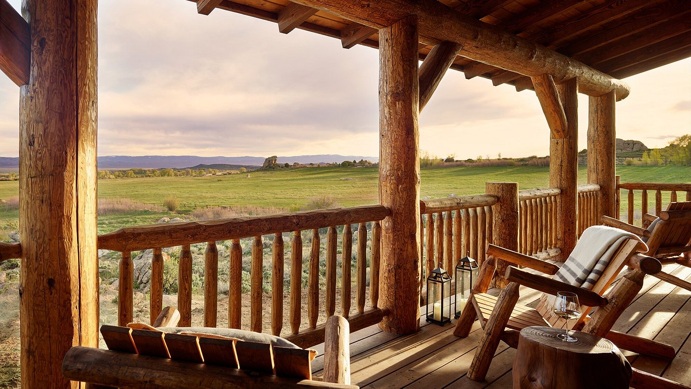 Porch views at Brush Creek Ranch