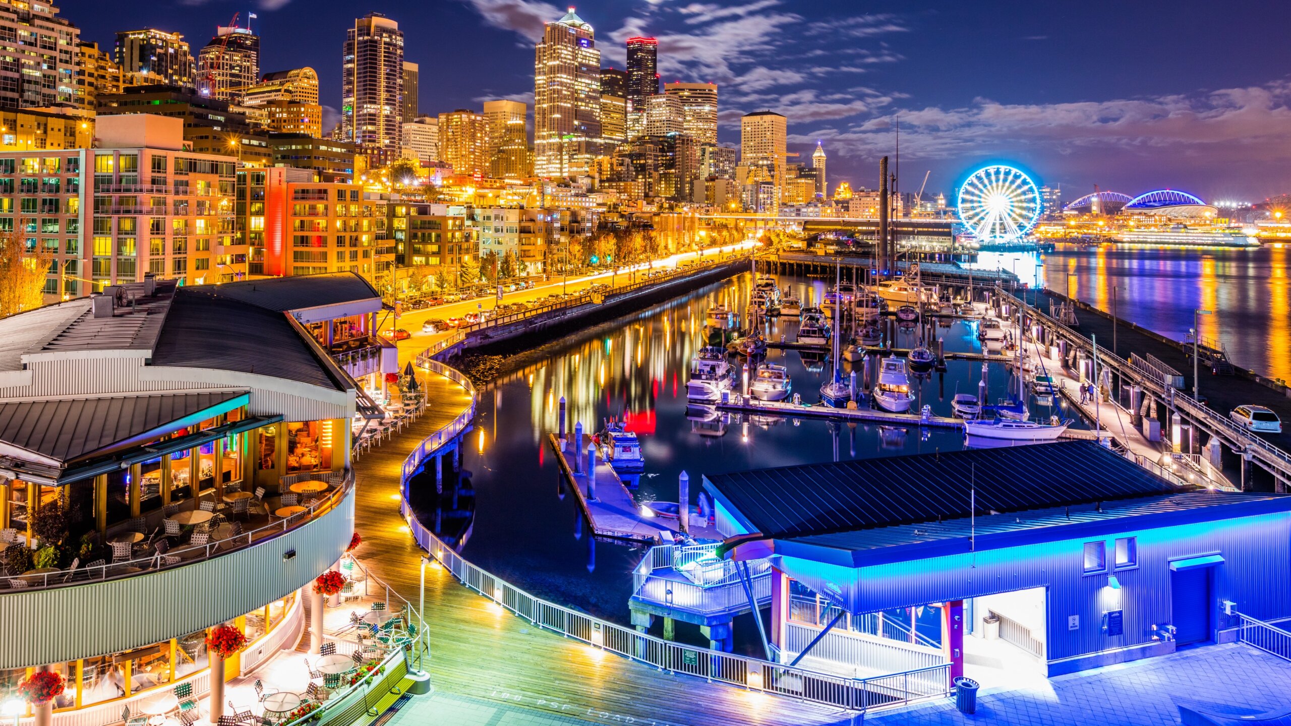 Downtown. Night Seattle from Pier 66

