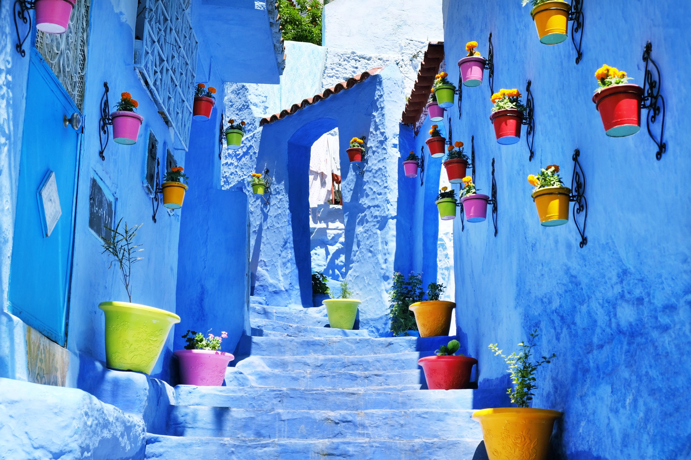 Traditional moroccan architectural details in Chefchaouen, Morocco, Africa
