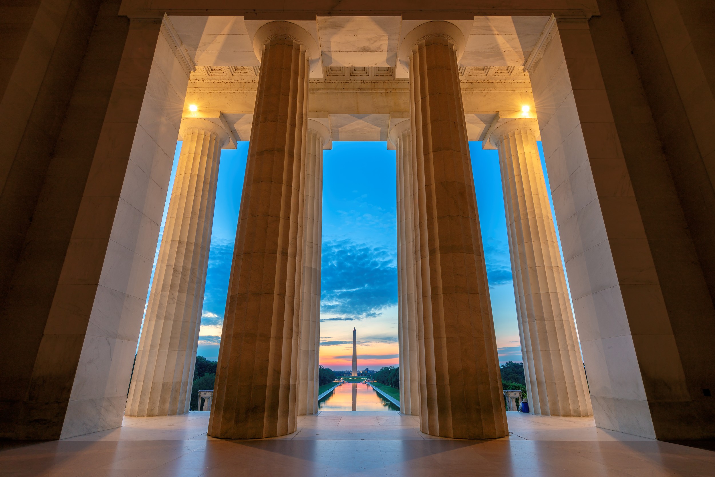 Sunrise view at Lincoln Memorial in Washington DC, USA
