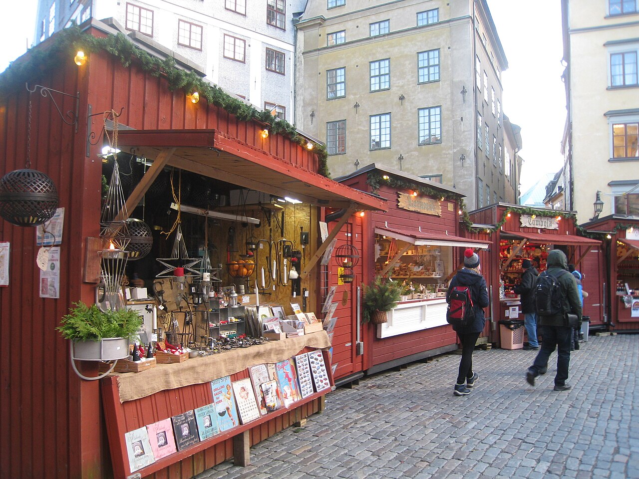 Christmas market at Stortorget in the Old Town (Gamla stan) in Stockholm in December 2017.
