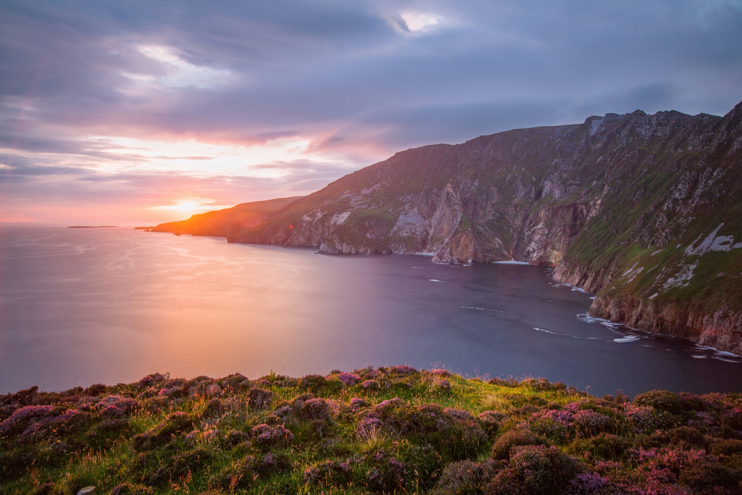Sunset view of Donegal cliffs along Ireland’s Wild Atlantic Way