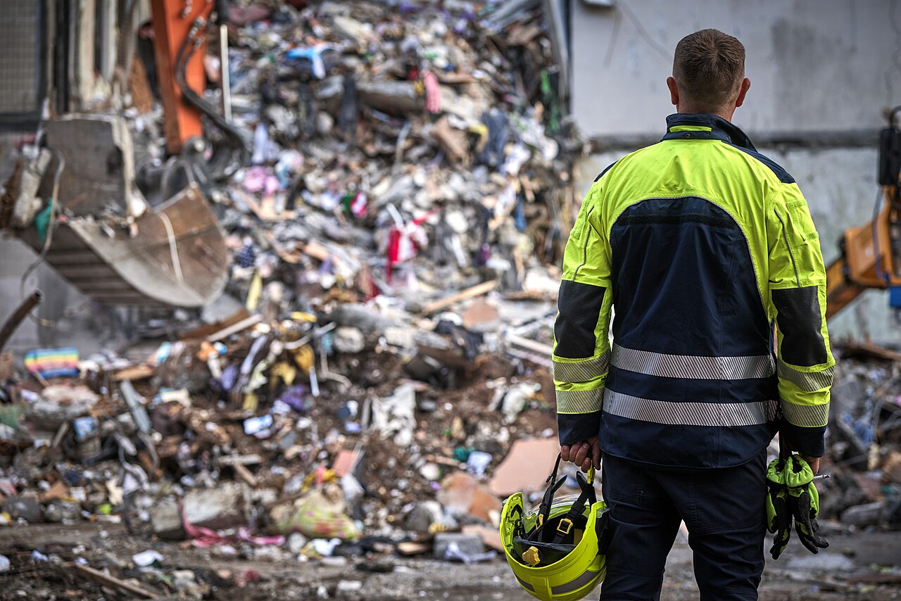 31 July 2025 photos in Kyiv, Ukraine of emergency restoration work at the sites affected by yesterday’s attack on July 30, 2025