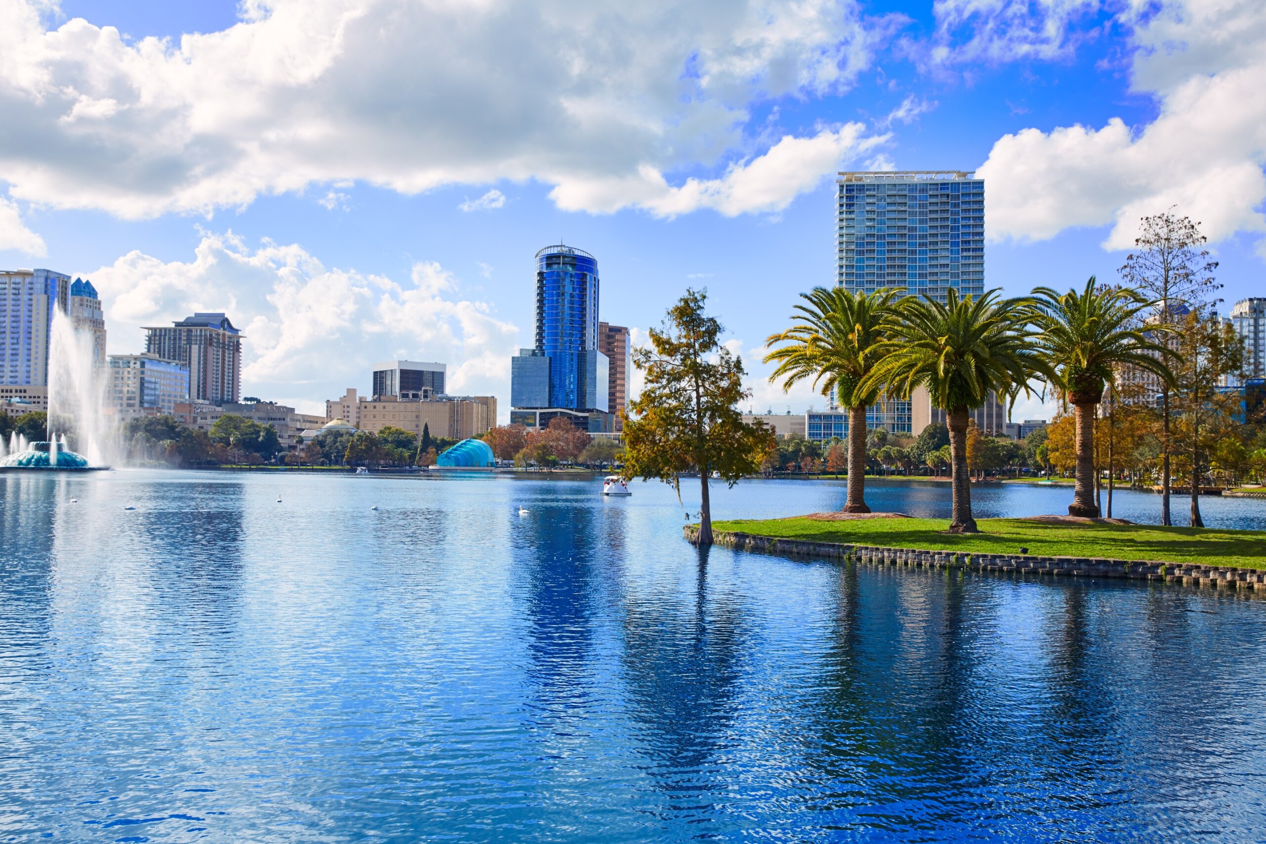 Orlando skyline fom lake Eola Florida US
