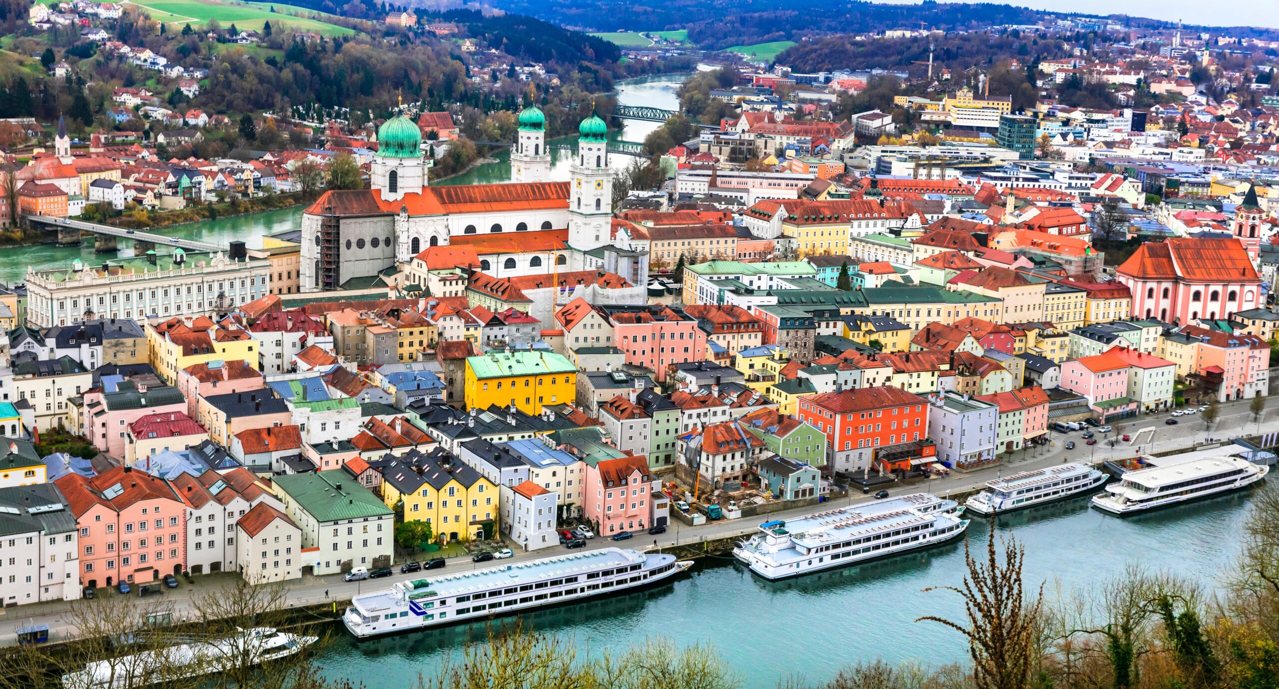 Travel in Germany (boat cruise in Danube river) -Passau, beautiful town in Bavavria
