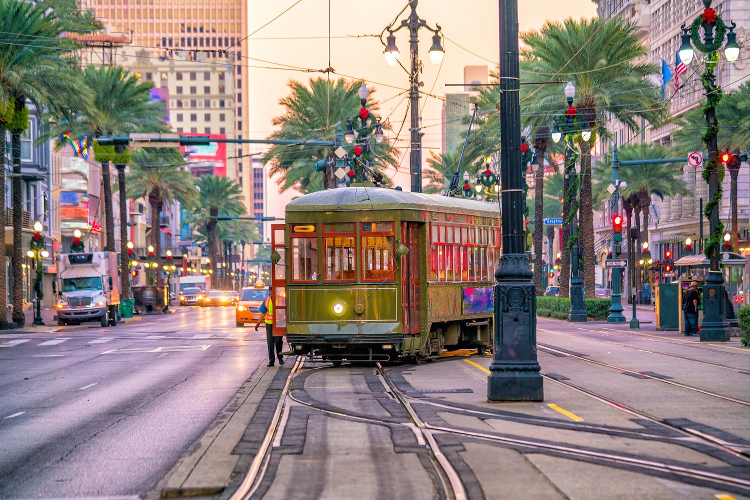 Streetcar in downtown New Orleans, USA
