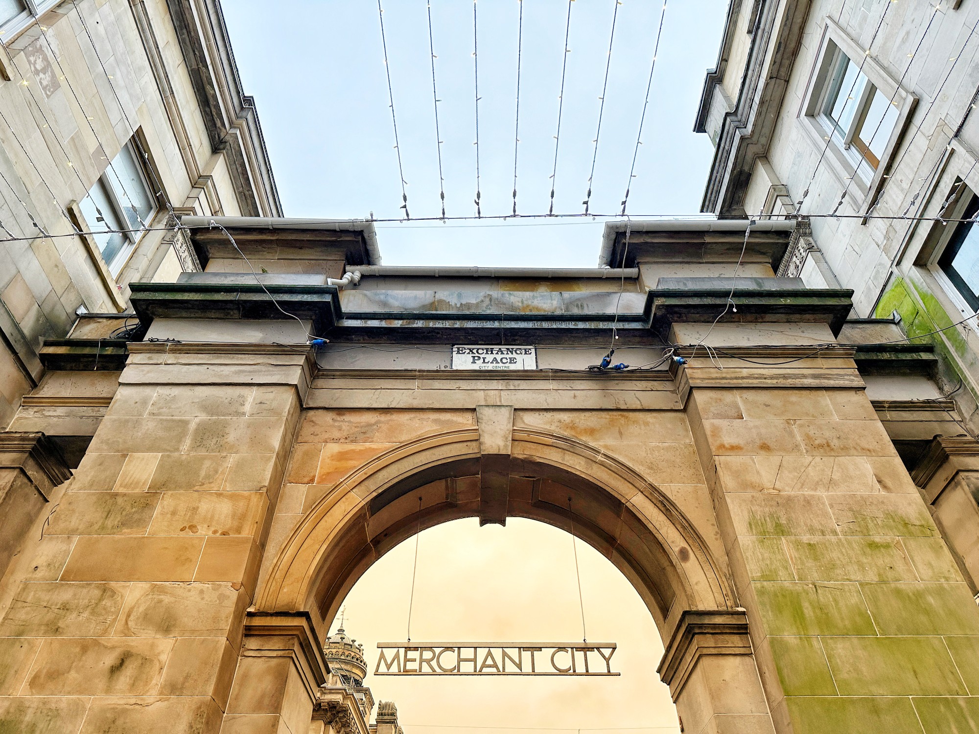 Historical gate to Merchant City in Glasgow, Scotland
