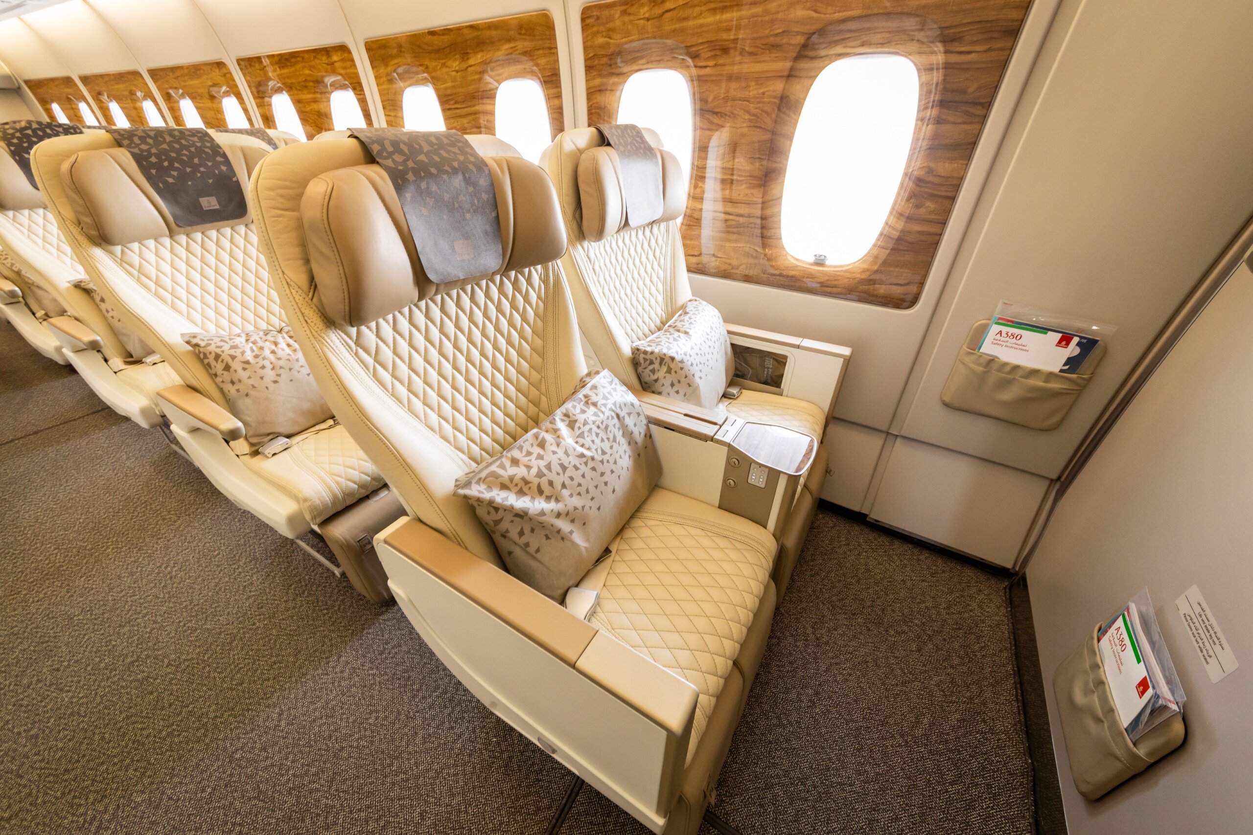 Premium Economy class onboard of Emirates Airlines Airbus A380
