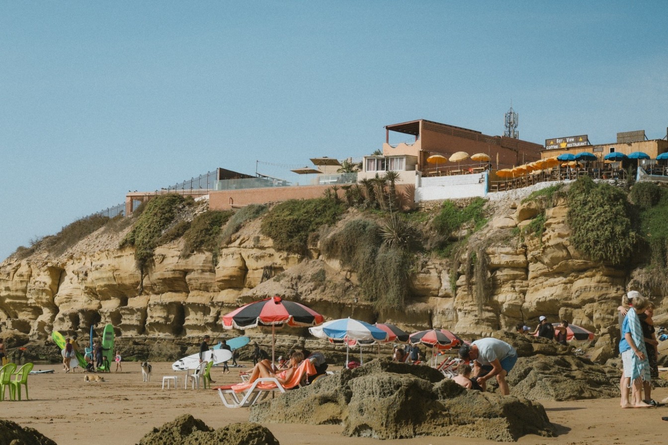 Views of the village from the beach in Imsouane. 