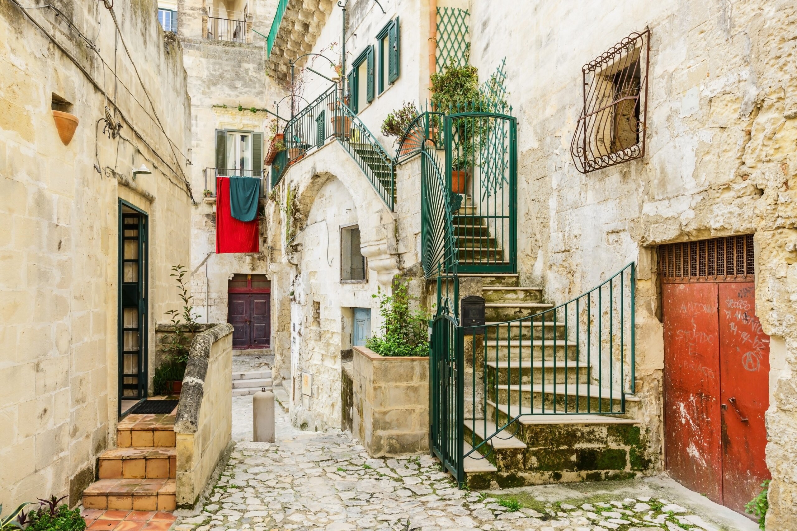Old buildings and houses of Matera town, Italy
