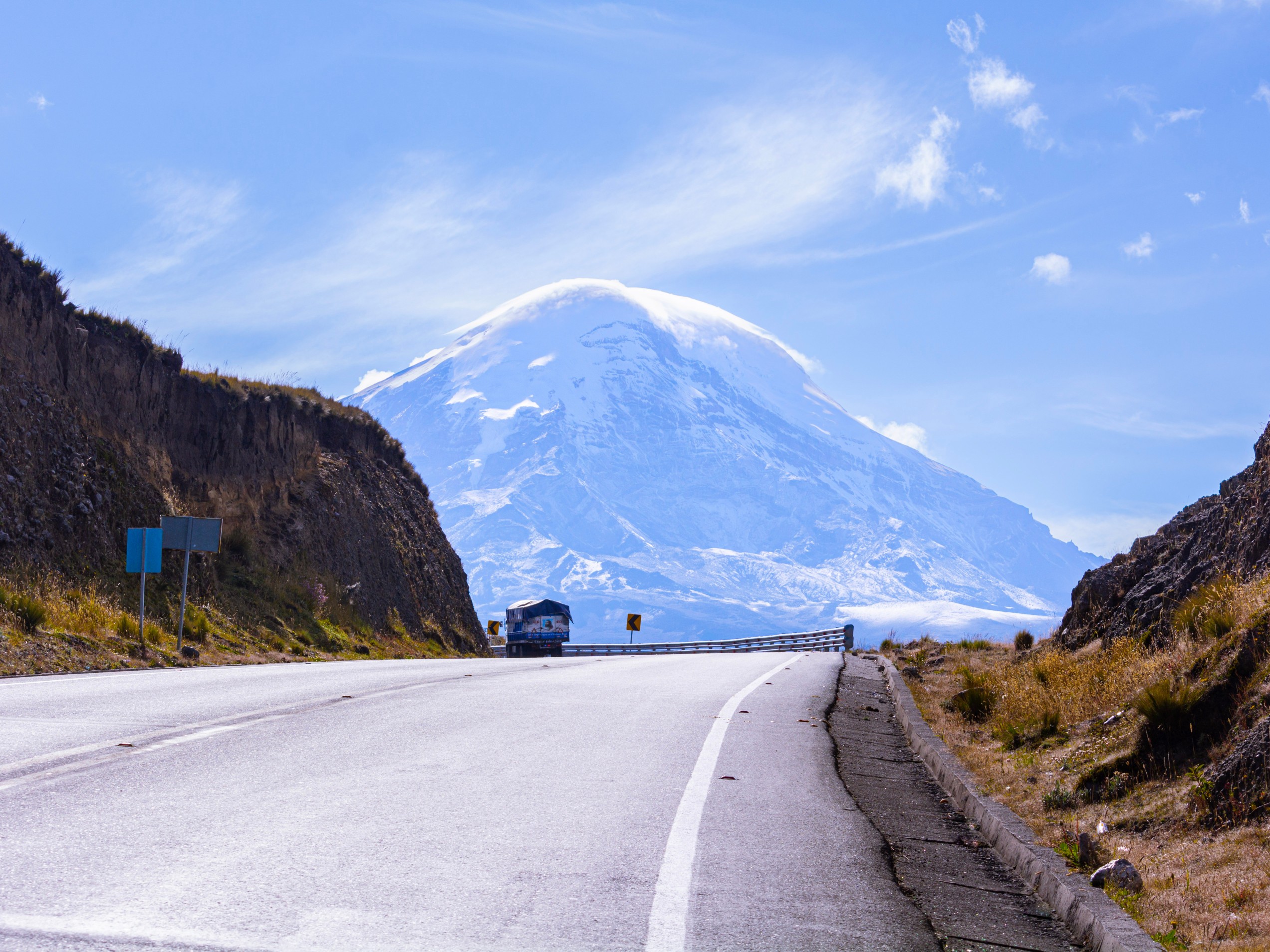 Chimborazo volcano is the highest mountain in the world, and the farthest point from the center of the Earth with an altitude of 6263.47 meters above sea level.
