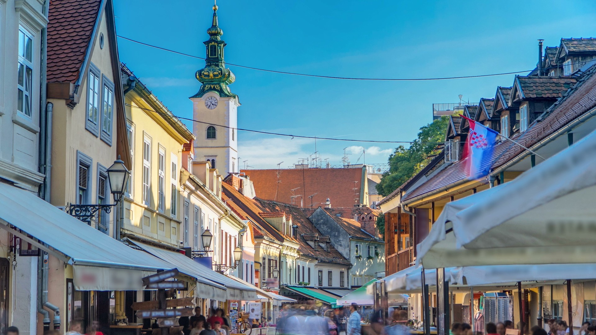 Street ivana racica timelapse in croatian capital zagreb is during sunny day in summer. ZAGREB, CROATIA
