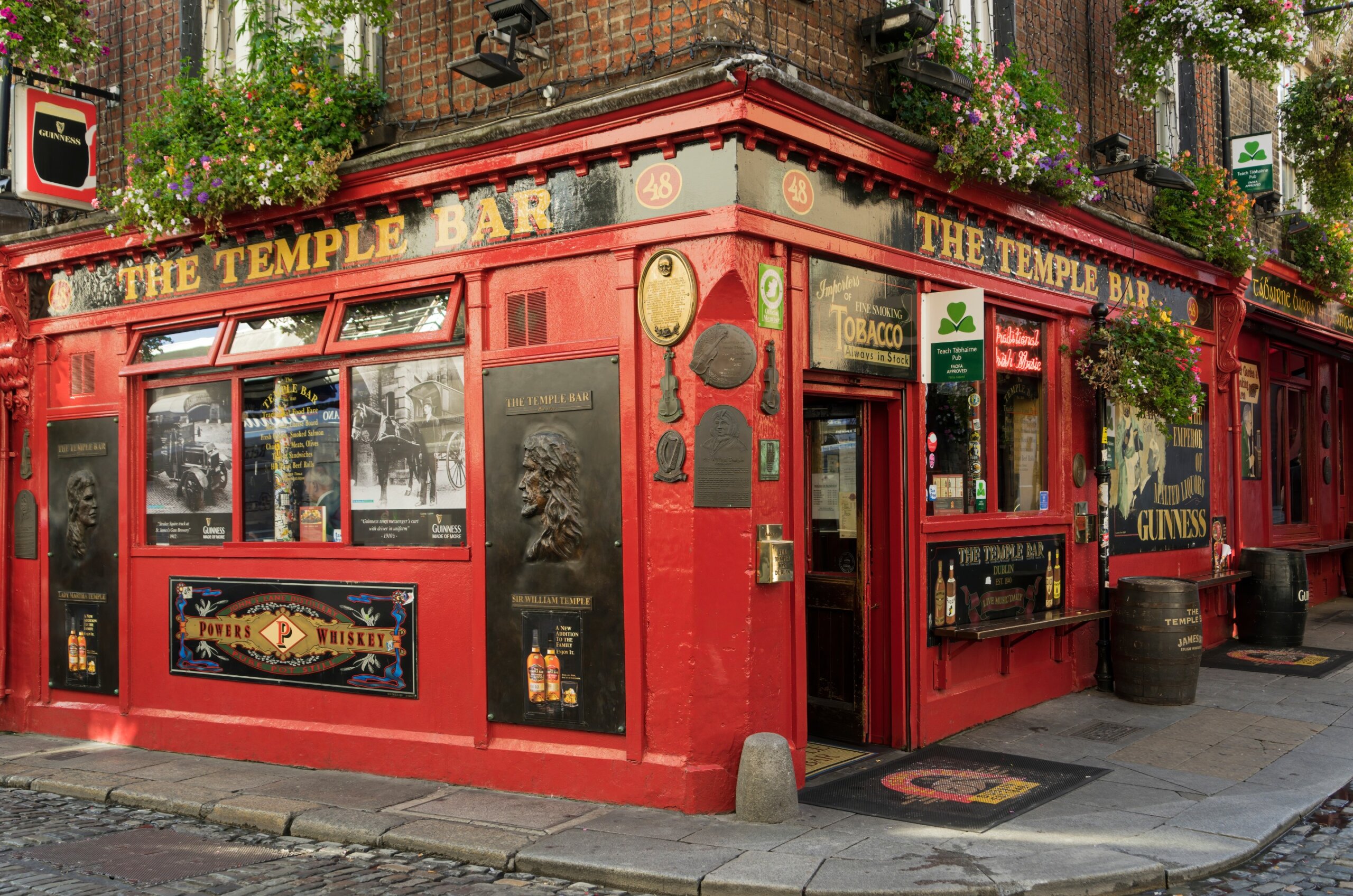 Facade of The Temple bar, one of Dublin's most tourist and famous pubs. Photographed August 15, 2016.
