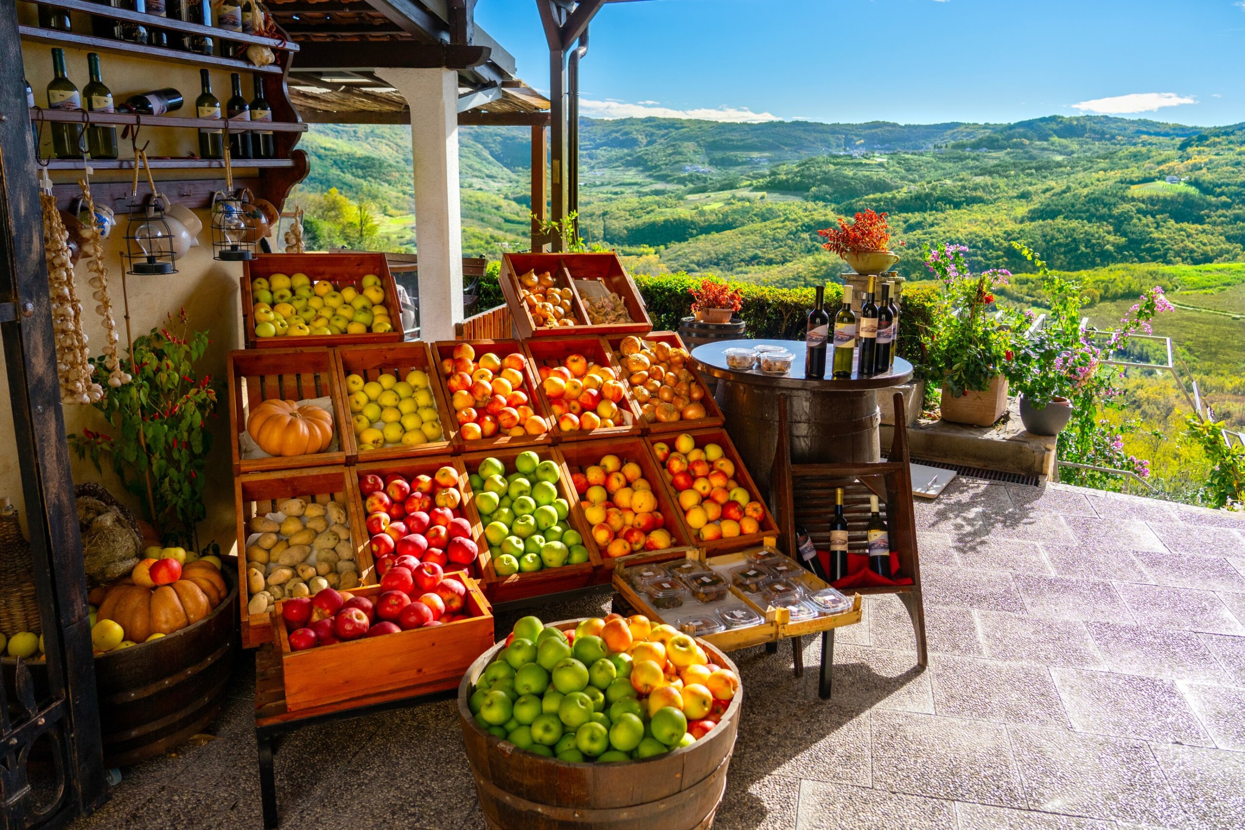 the most beautiful fruit vegetable shop with a nice view in Croatia Motovun