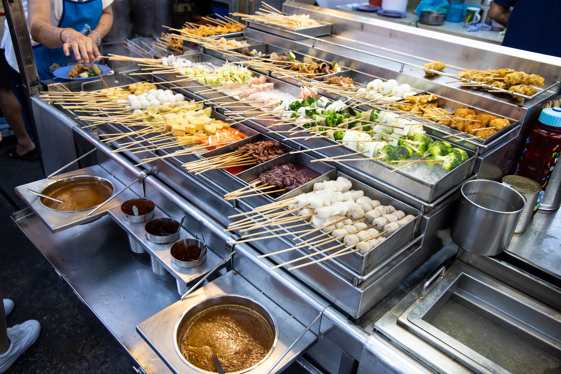 Popular local delicacy named lok lok at street stall Penang
