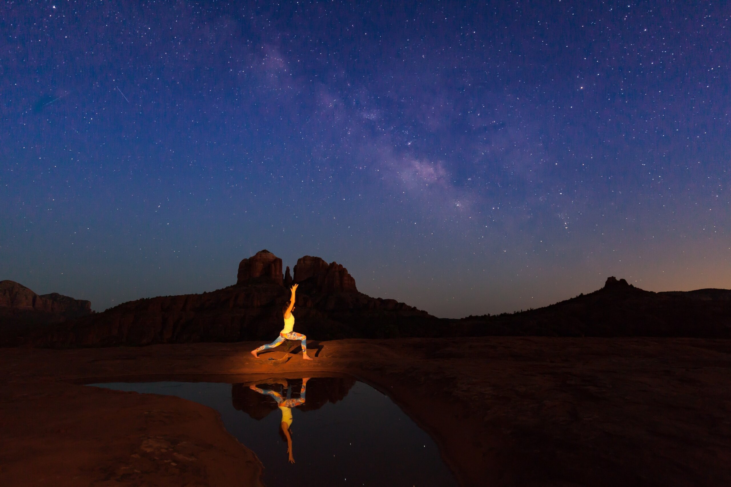 Yoga Under the milky Way at Cathedral Rock
