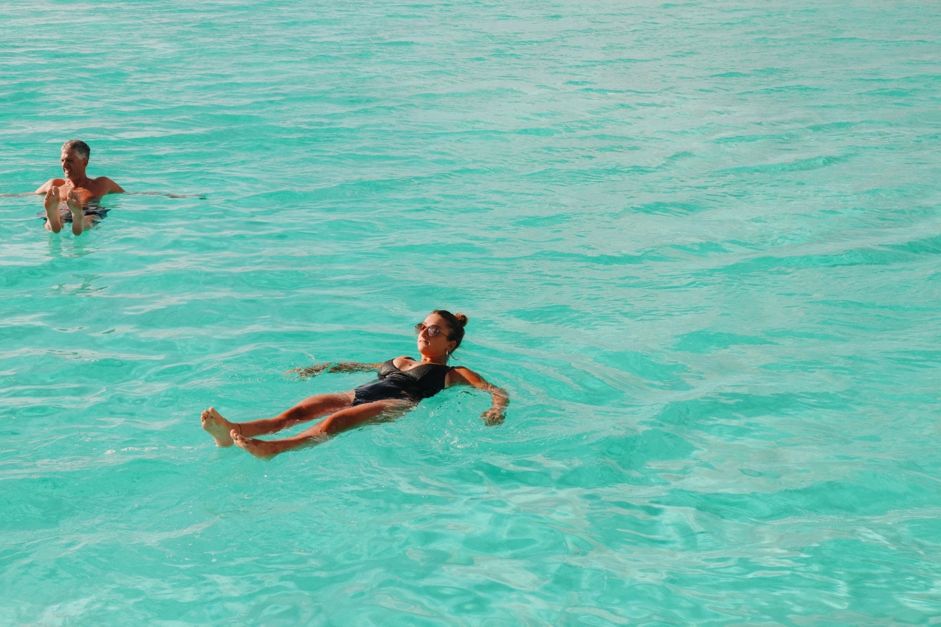 Floating in the salt pools in Siwa, Egypt.