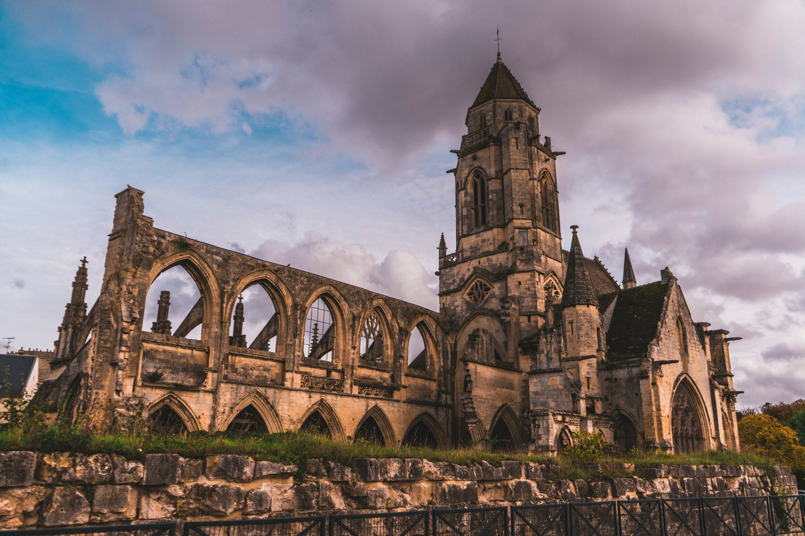 historic church ruins in Normandy France medieval architecture near D-Day beaches