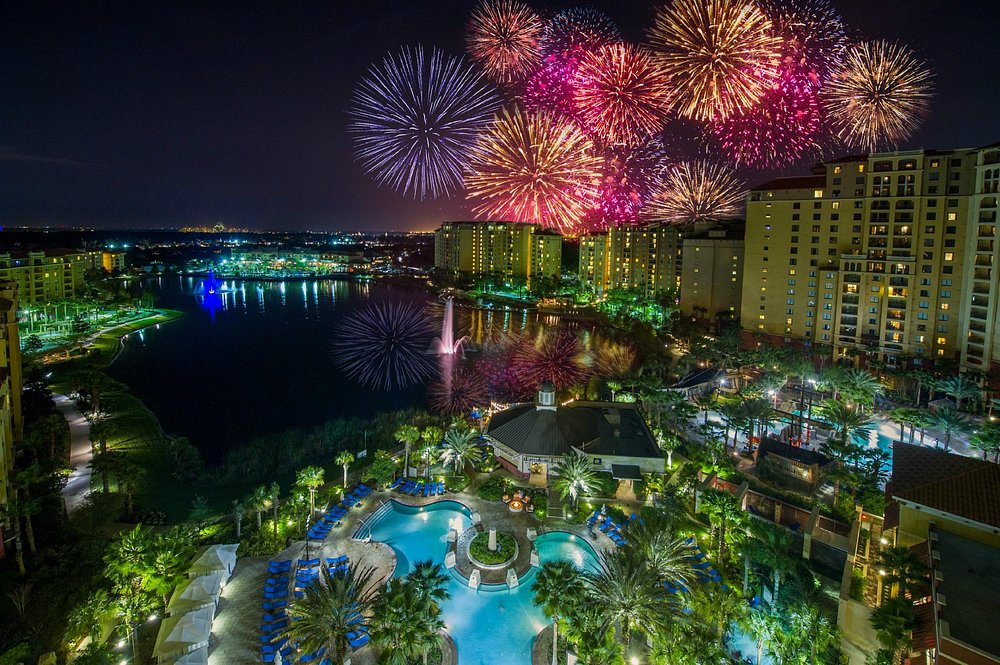 Lake and Firework View Over Bonnet Creek Resort Area
