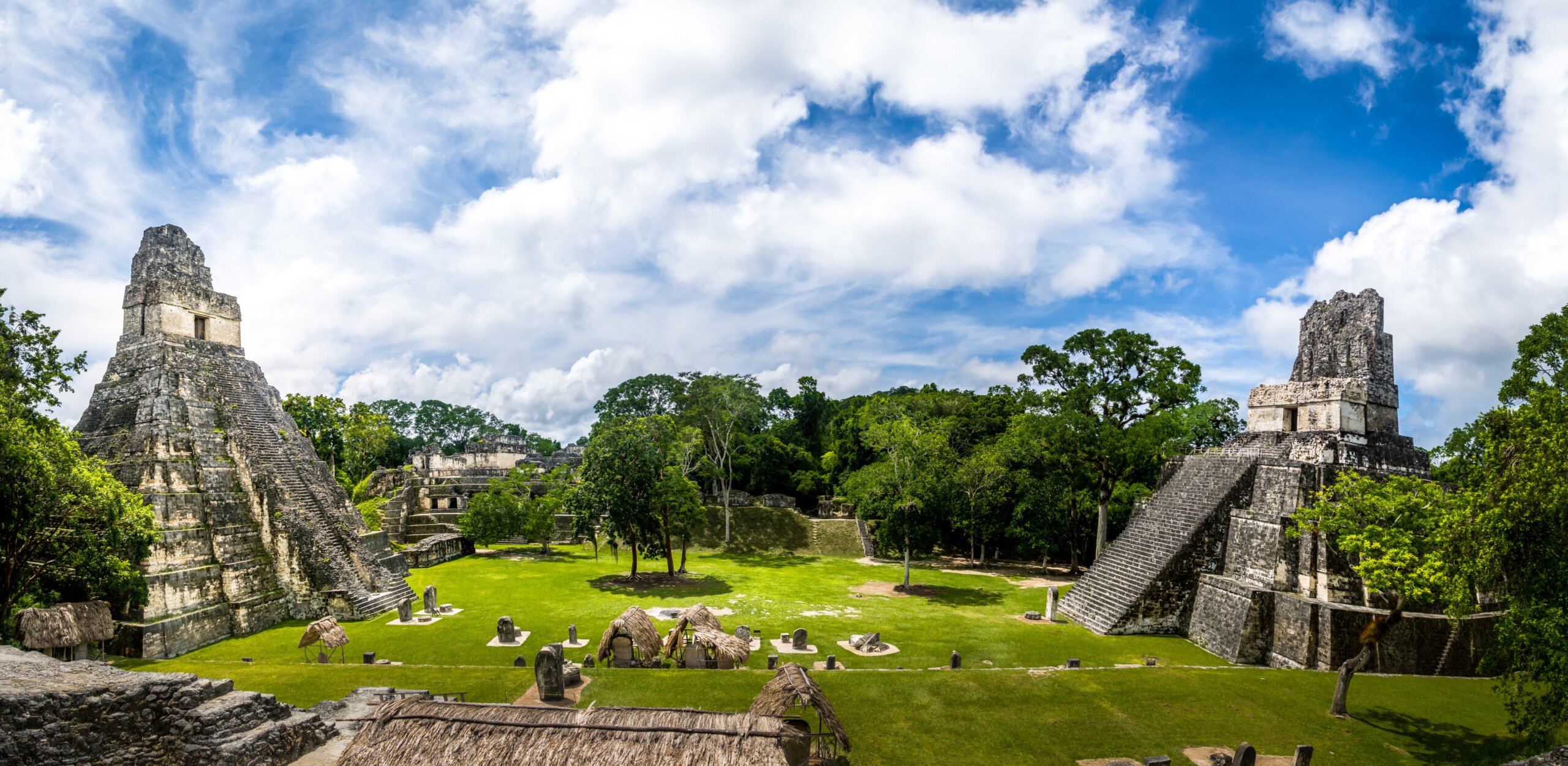 Mayan Temples of Gran Plaza or Plaza Mayor at Tikal National Park - Guatemala
