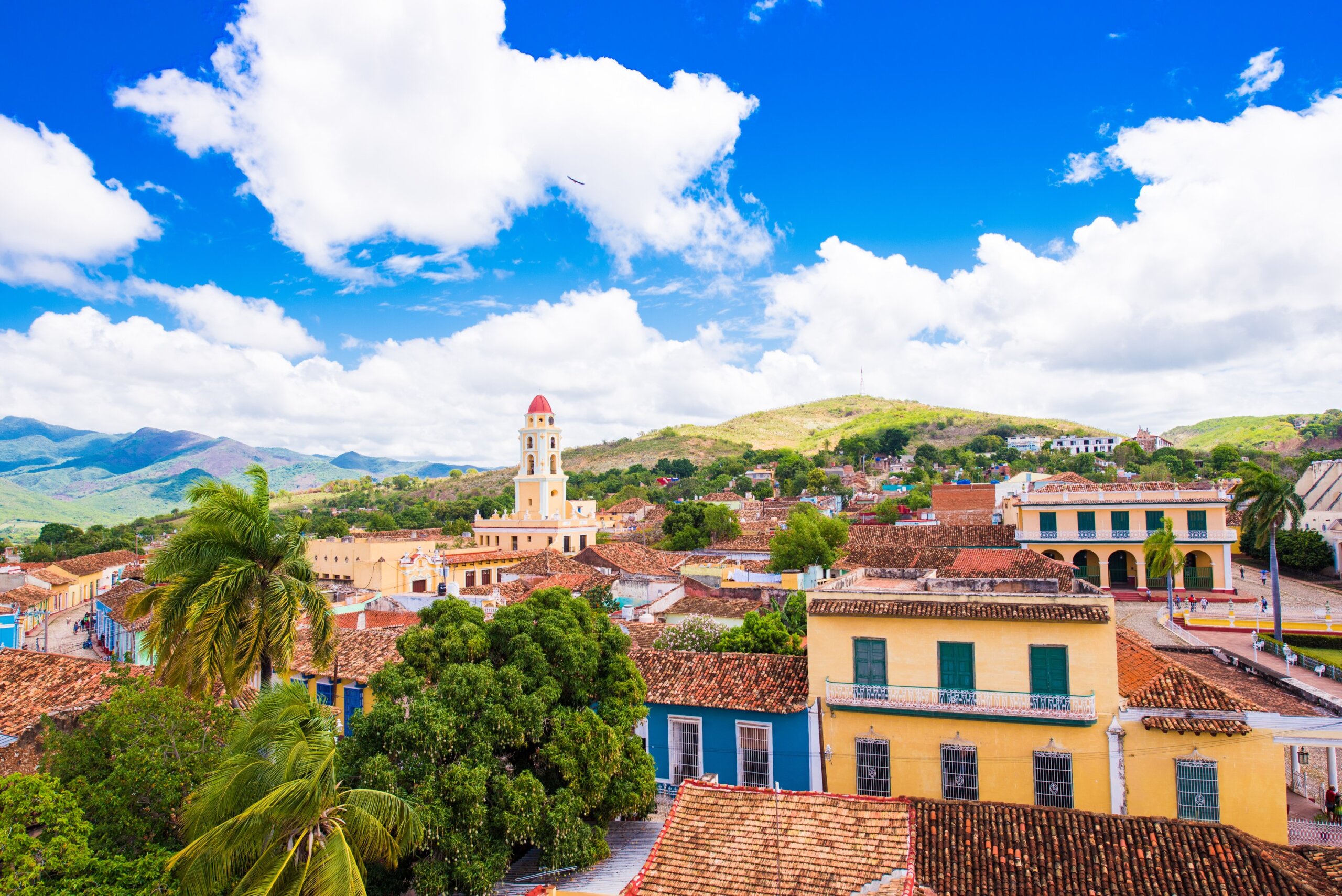 View of the city, Trinidad, Sancti Spiritus, Cuba. Copy space for text. Top view.
