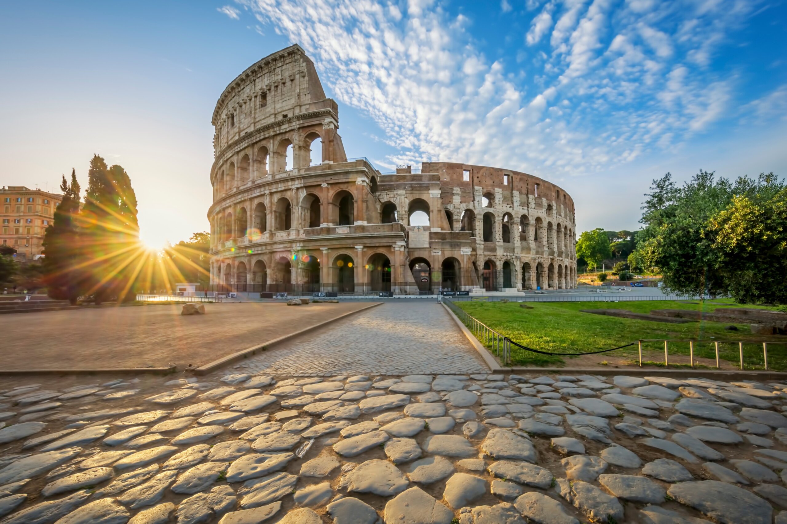 Colosseum in Rome with morning sun
