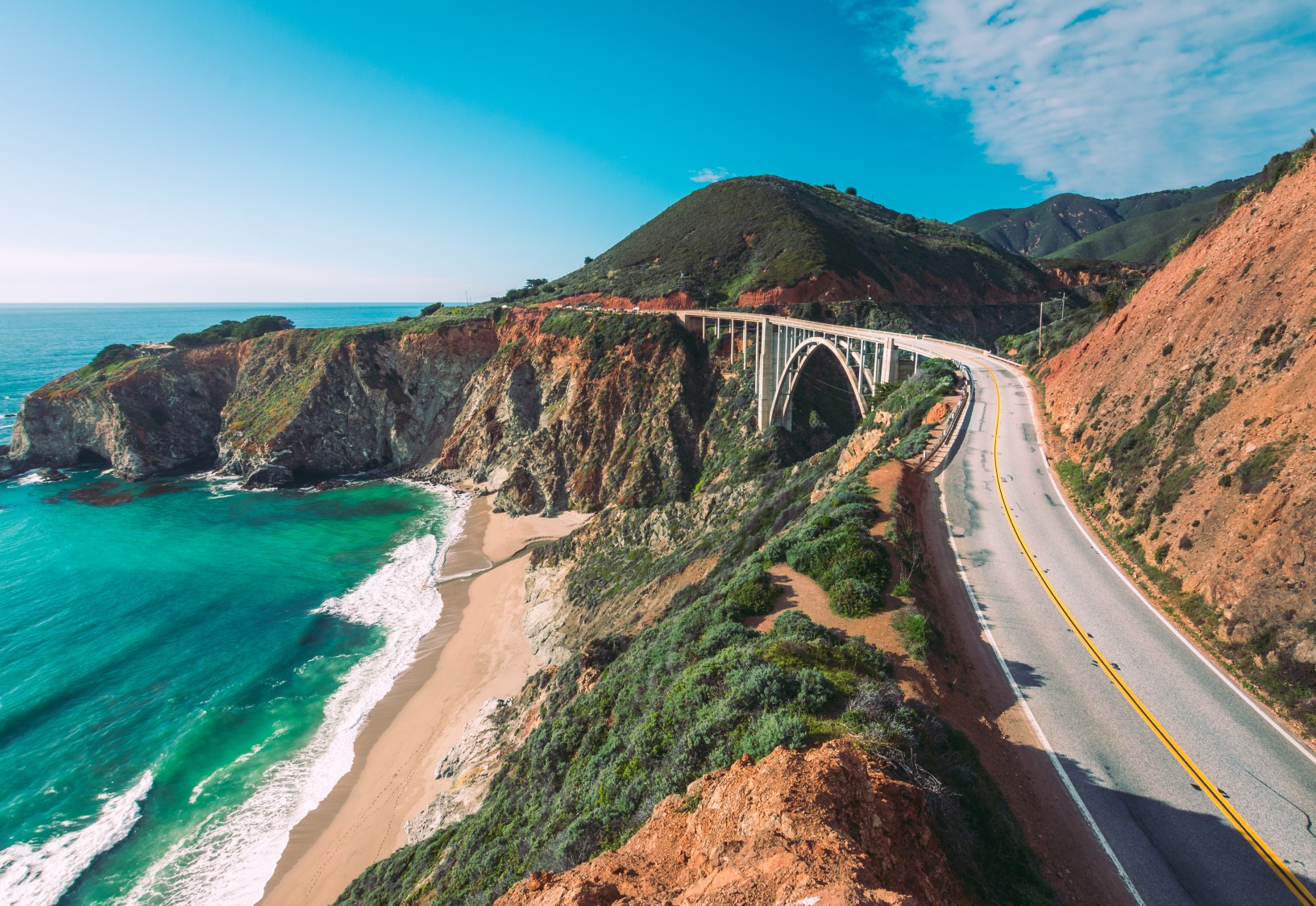 Pacific coastline, view from Highway number 1, California
