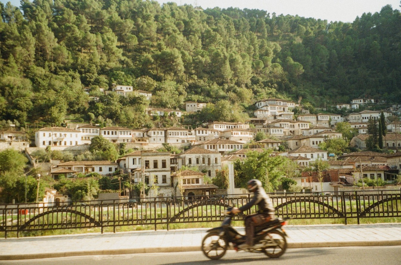 Beautiful scenes exploring a small town in Albania. 