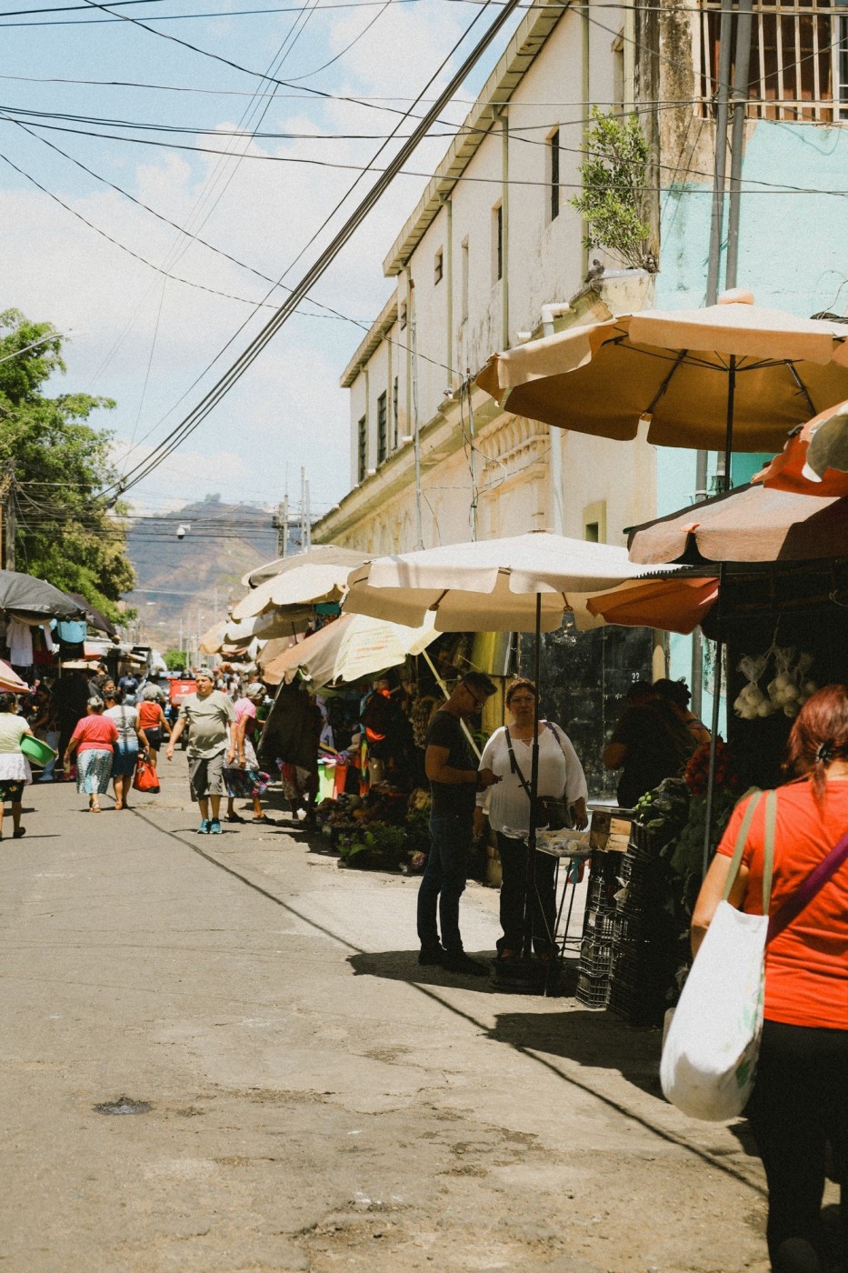The busy and beautiful market streets of Santa Ana, El Salvador.