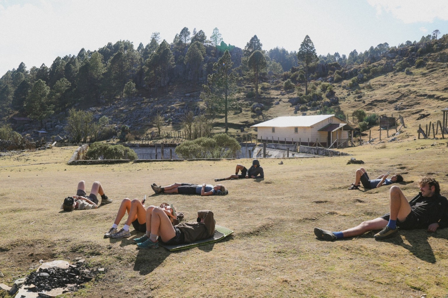 Relaxing in a small village of about 100 people after a long day of trekking. 