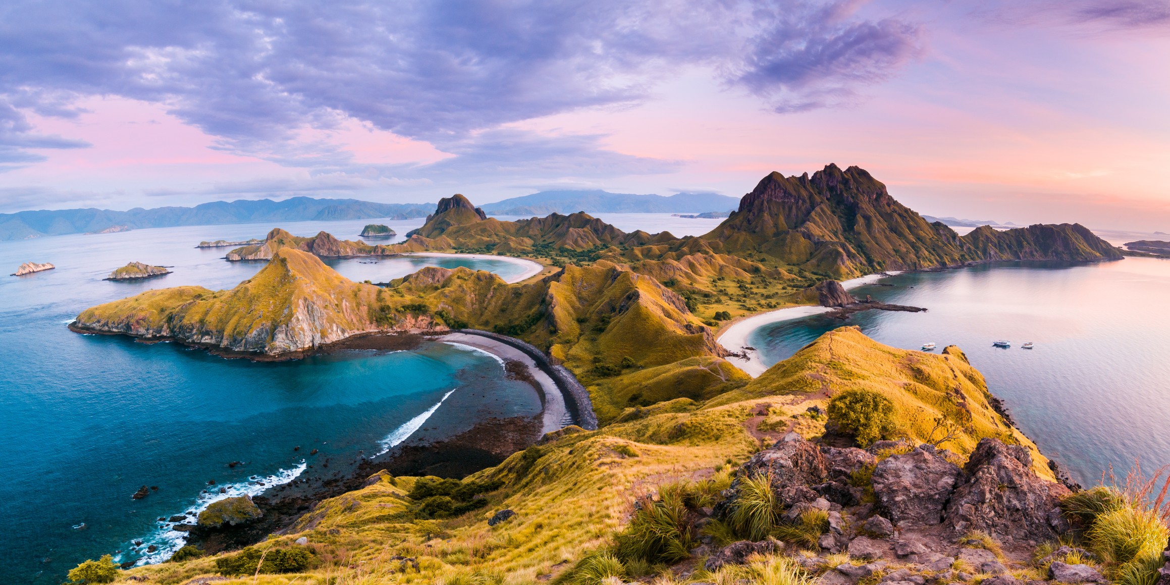 Top view of 'Padar Island' in a morning before sunrise, Komodo Island (Komodo National Park), Labuan Bajo, Flores, Indonesia