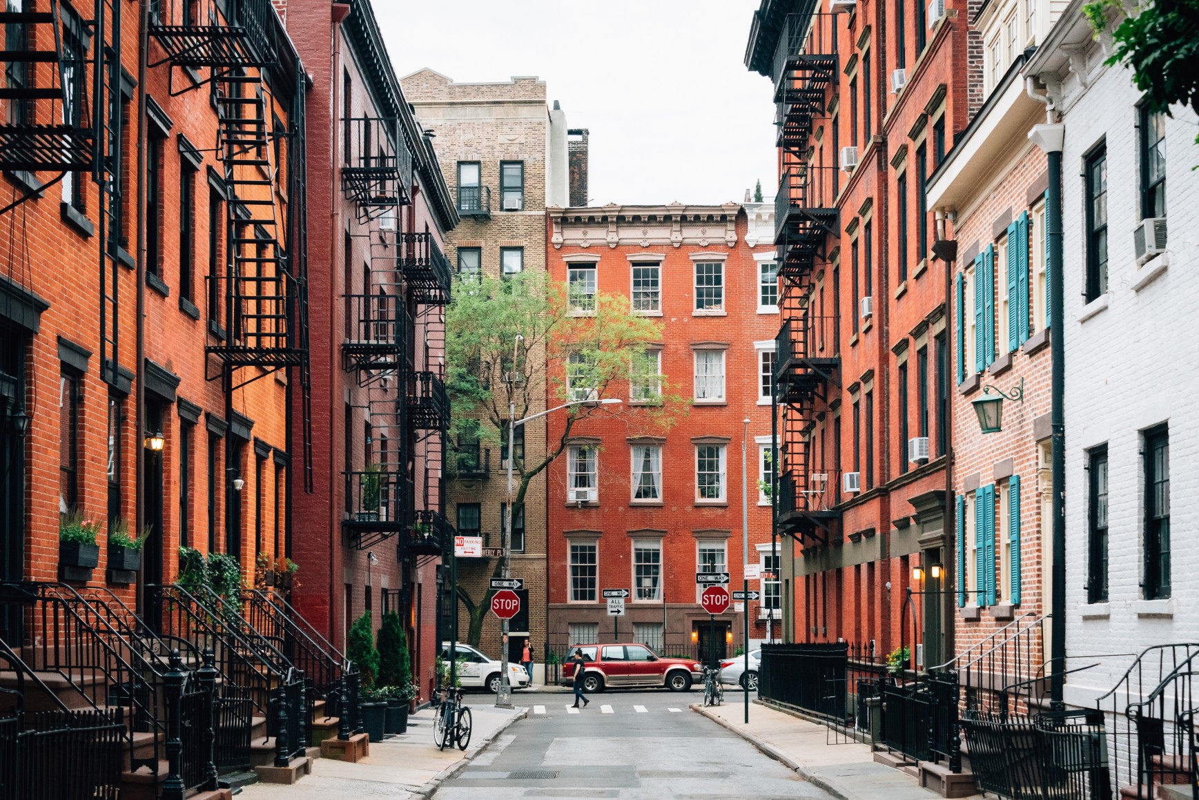 Colorful houses along Gay Street in the West Village, Manhattan, New York City
