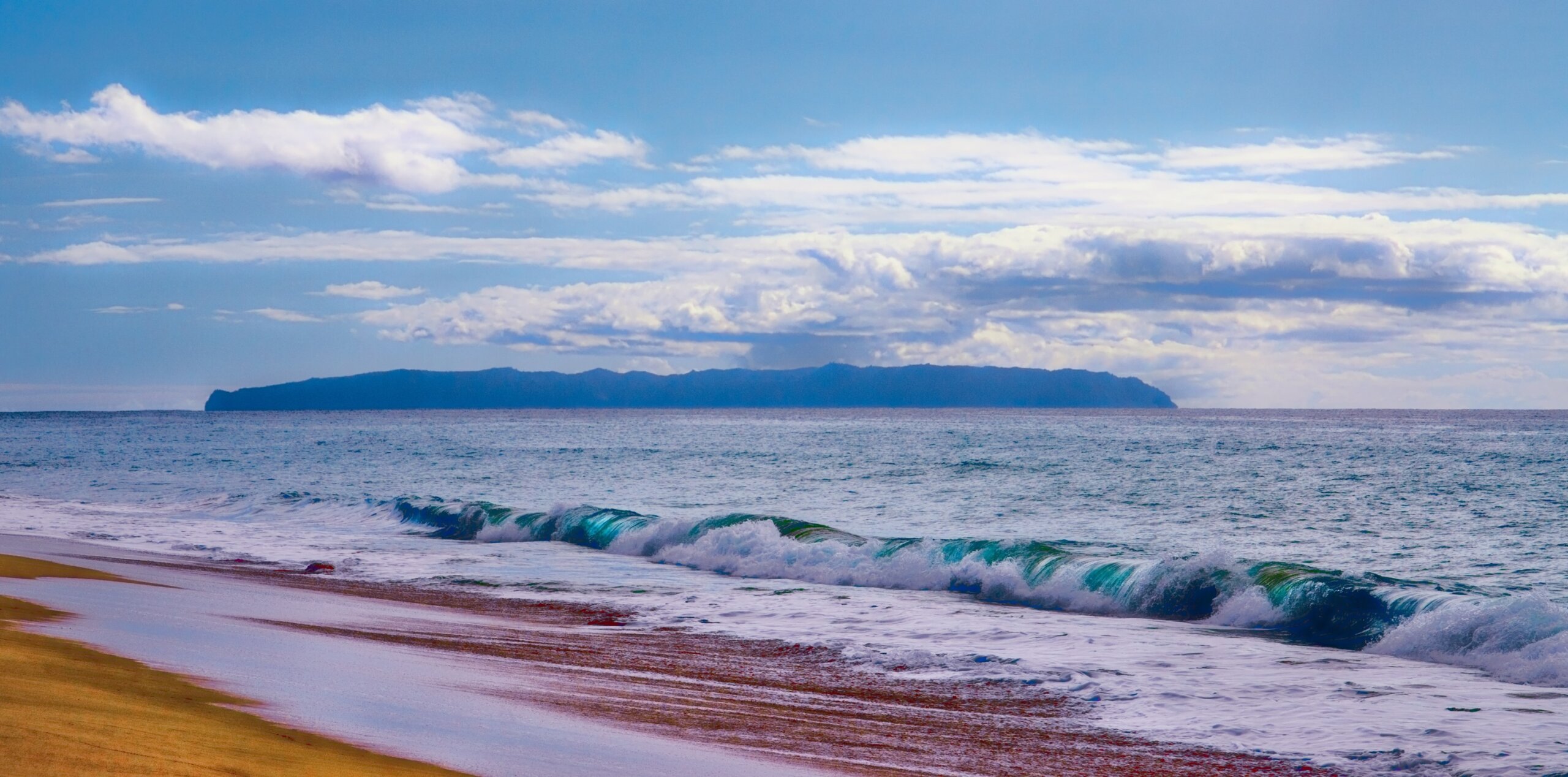 Distant view of Niihau from Kauai's Polihale beach
