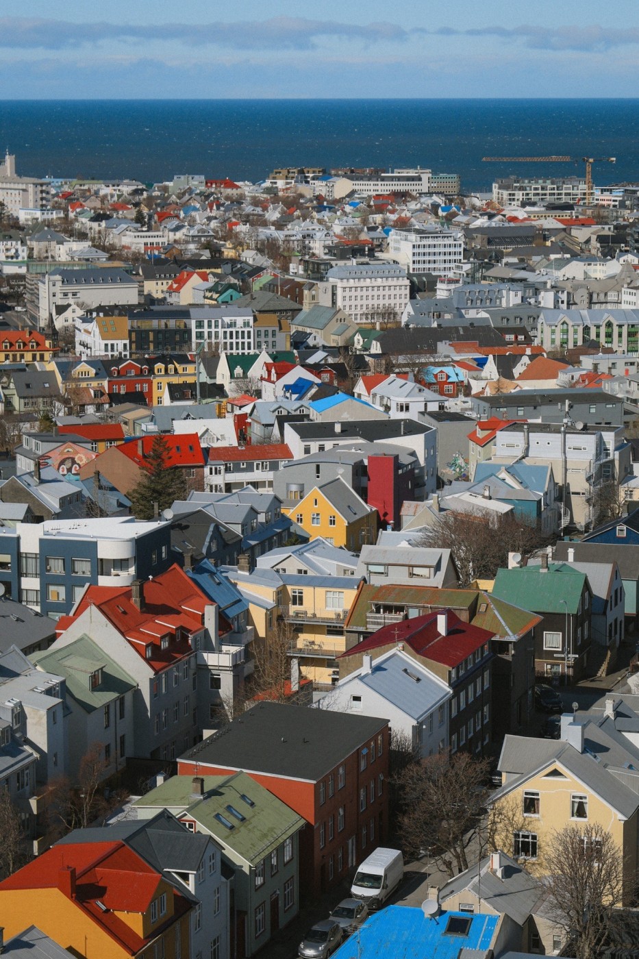 Views of the city of Reykjavik from the top of Hallgrimskirkja.
