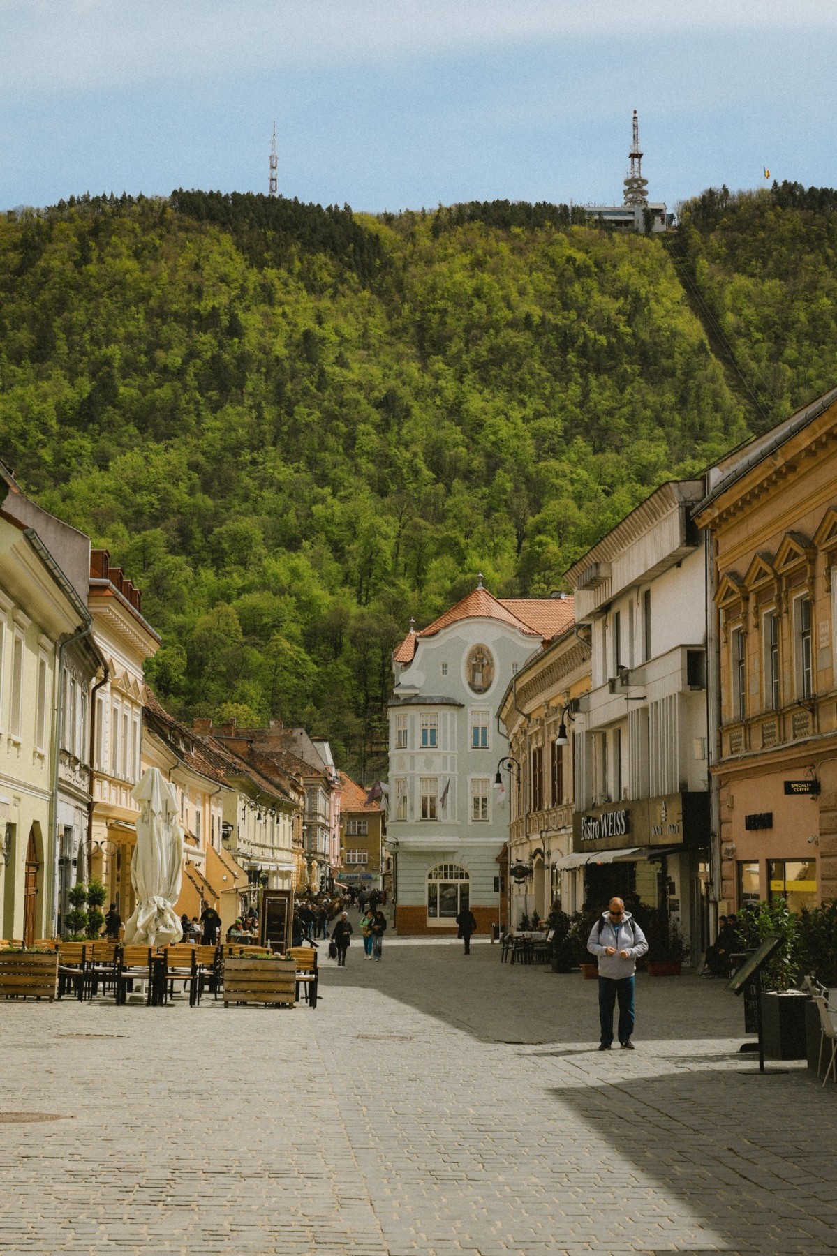 The medieval streets of Brasov, Romania.